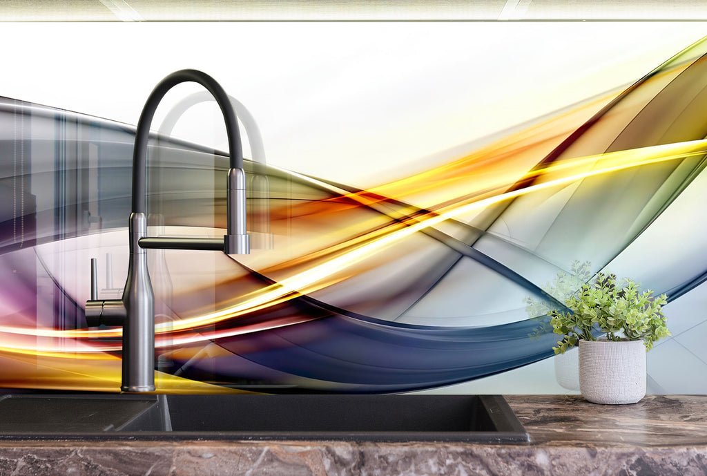 Abstract Tempered Glass Backsplash-BacksplashArtworks