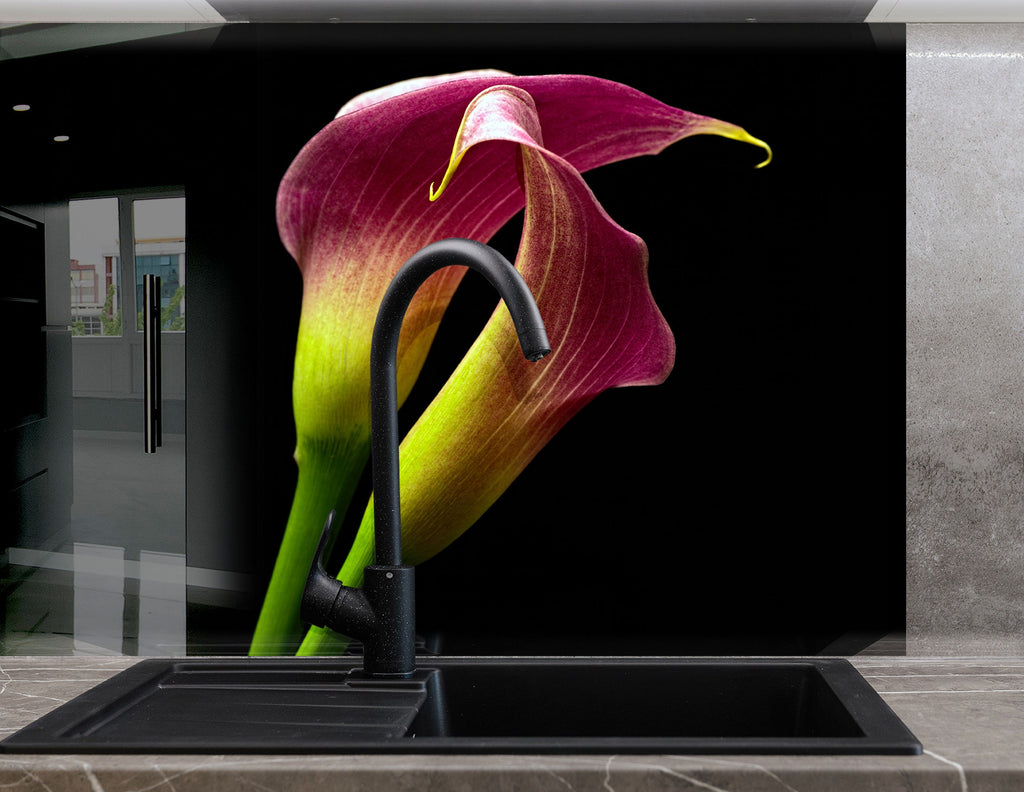 Botanical Floral Tempered Glass Backsplash-BacksplashArtworks