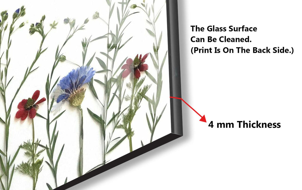 Botanical Floral Tempered Glass Backsplash-BacksplashArtworks