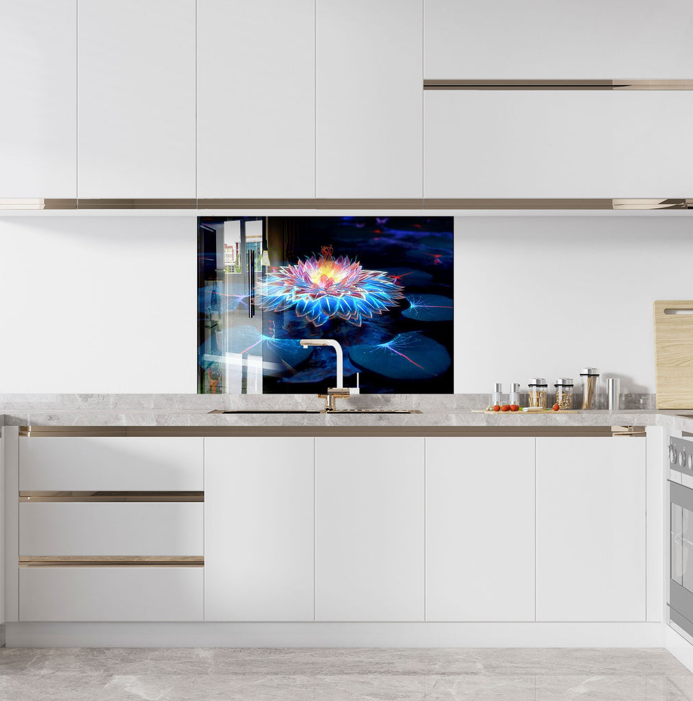 Botanical Floral Tempered Glass Backsplash-BacksplashArtworks