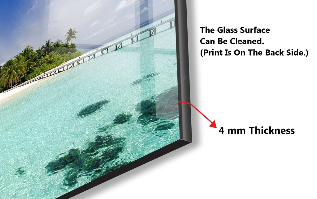 Tropical Island Beach View Wall Art – Kitchen Glass Backsplash-BacksplashArtworks