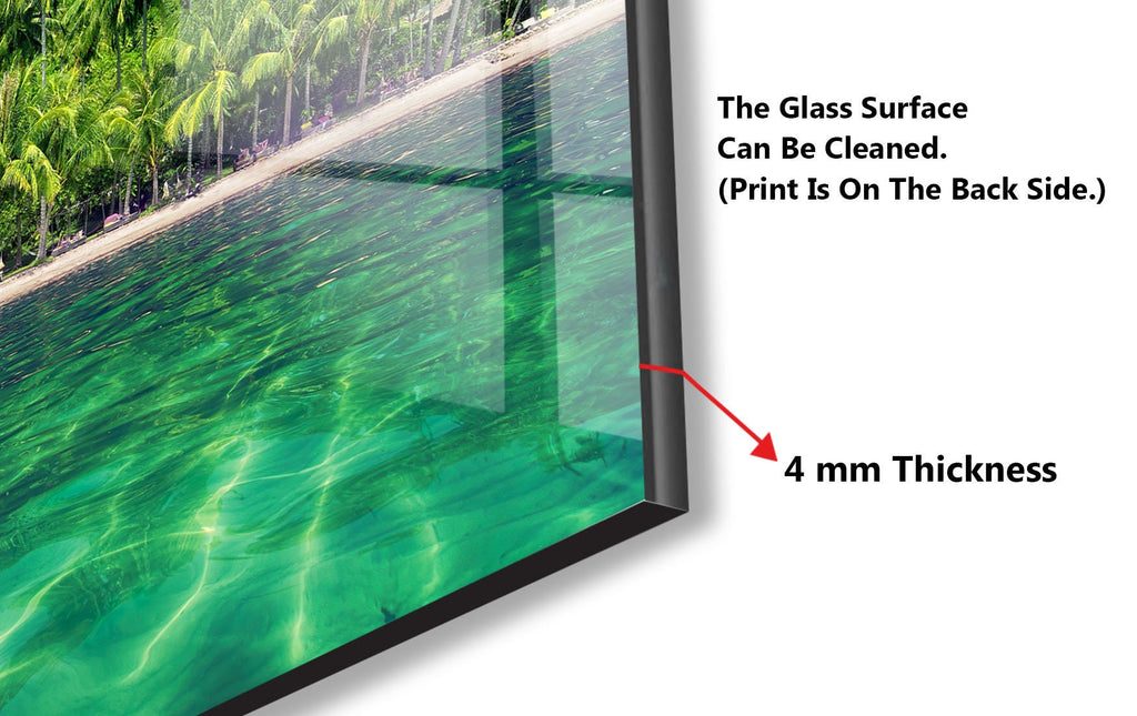 Tropical Green Beach Wall Art – Tempered Glass Bathroom Backsplash-BacksplashArtworks