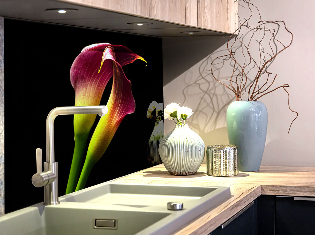 Botanical Floral Tempered Glass Backsplash-BacksplashArtworks