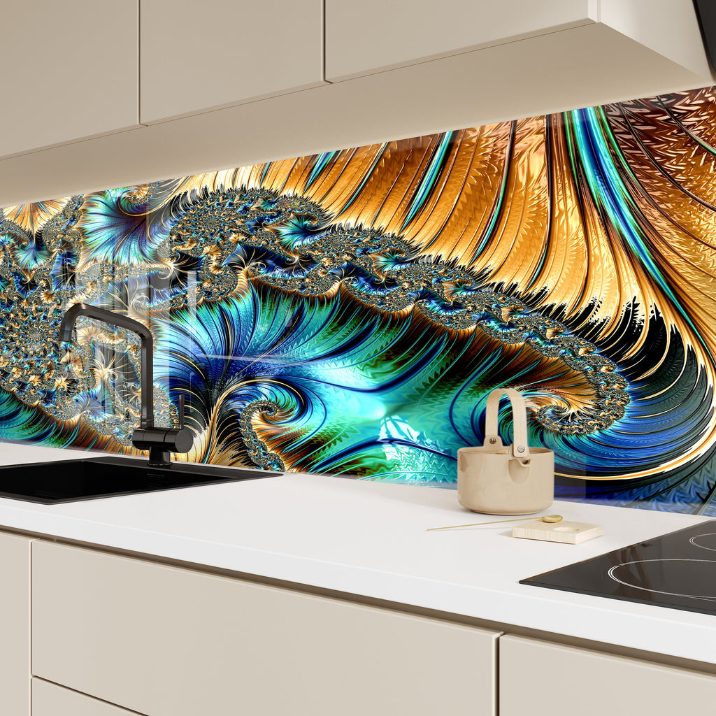 Abstract Tempered Glass Backsplash-BacksplashArtworks
