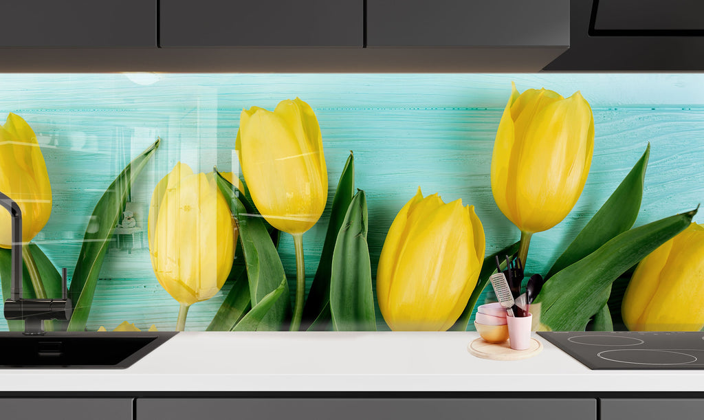 Botanical Floral Tempered Glass Backsplash-BacksplashArtworks