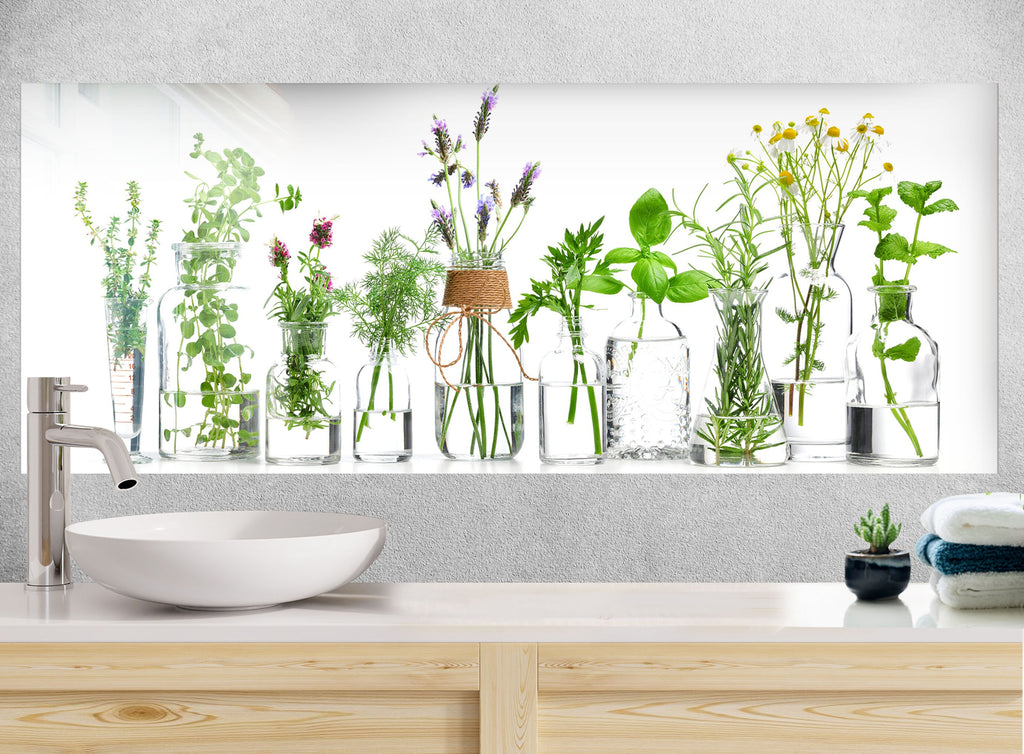 Botanical Floral Tempered Glass Backsplash-BacksplashArtworks