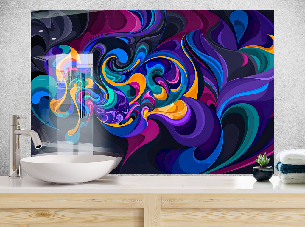 Abstract Tempered Glass Backsplash-BacksplashArtworks