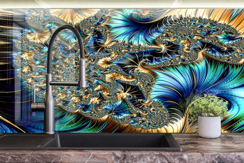 Abstract Tempered Glass Backsplash-BacksplashArtworks