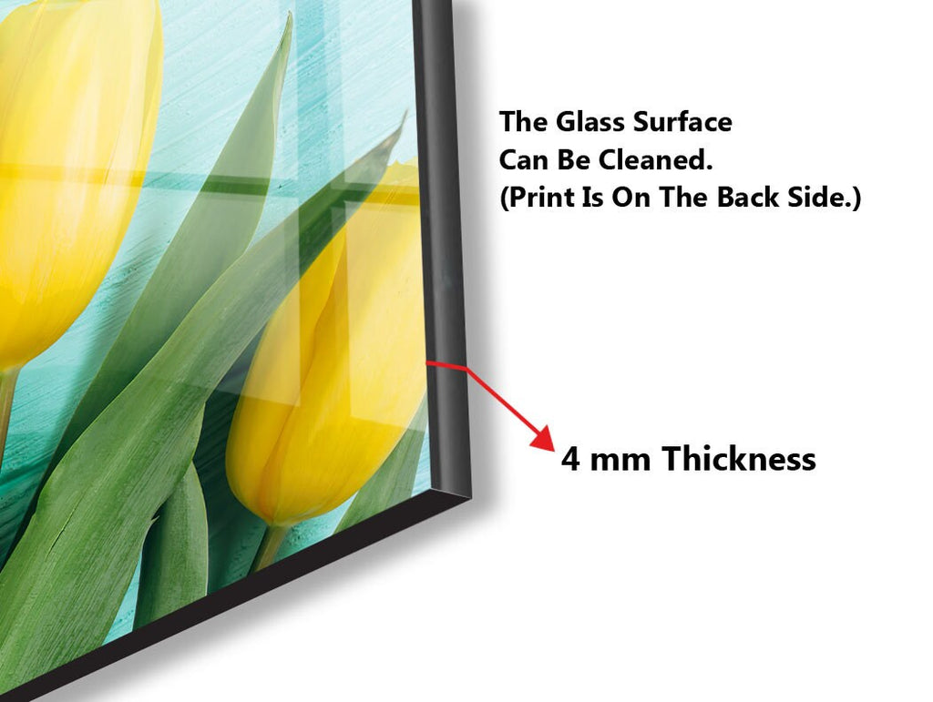 Botanical Floral Tempered Glass Backsplash-BacksplashArtworks