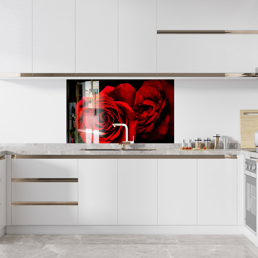 Botanical Floral Tempered Glass Backsplash-BacksplashArtworks