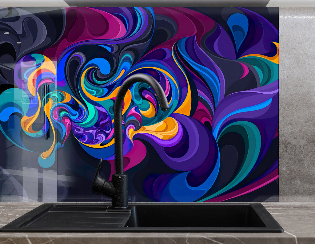 Abstract Tempered Glass Backsplash-BacksplashArtworks