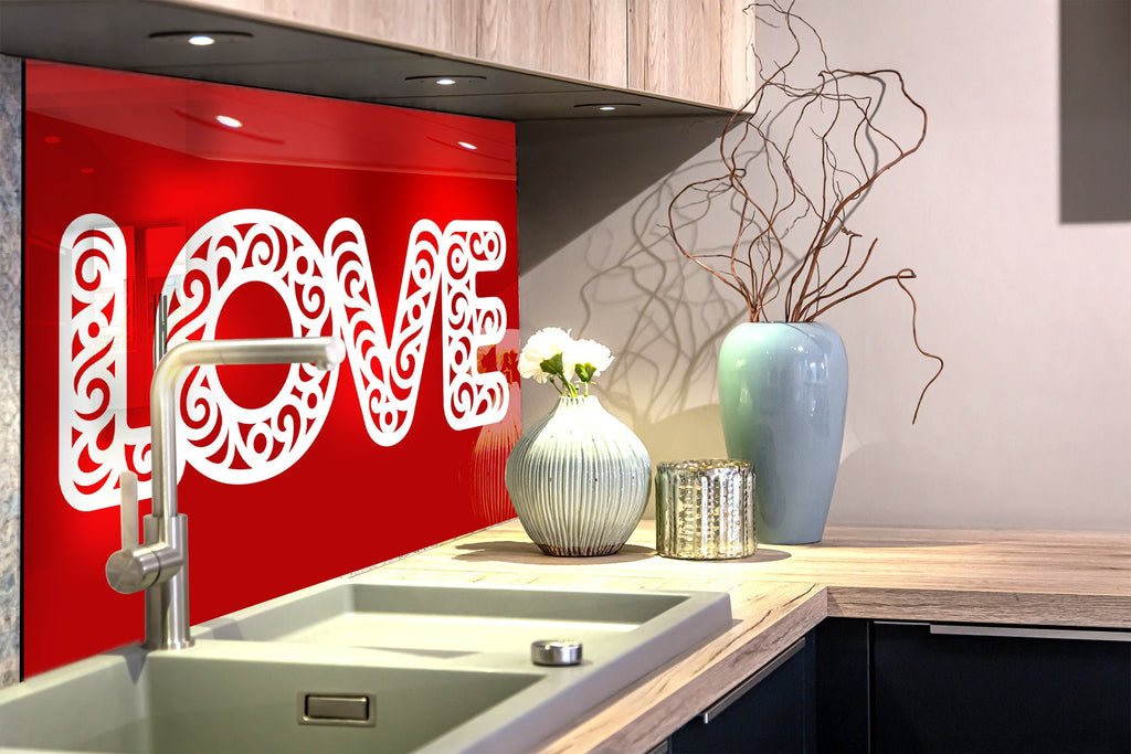 Love - Glass Kitchen Backsplash-BacksplashArtworks