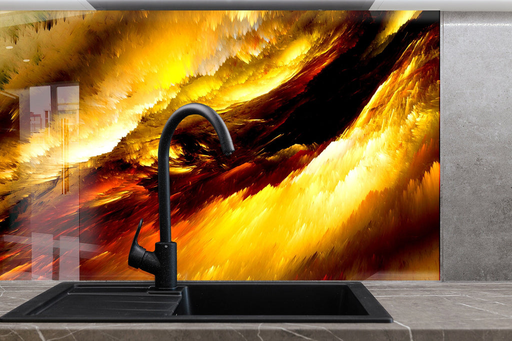 Abstract Tempered Glass Backsplash-BacksplashArtworks
