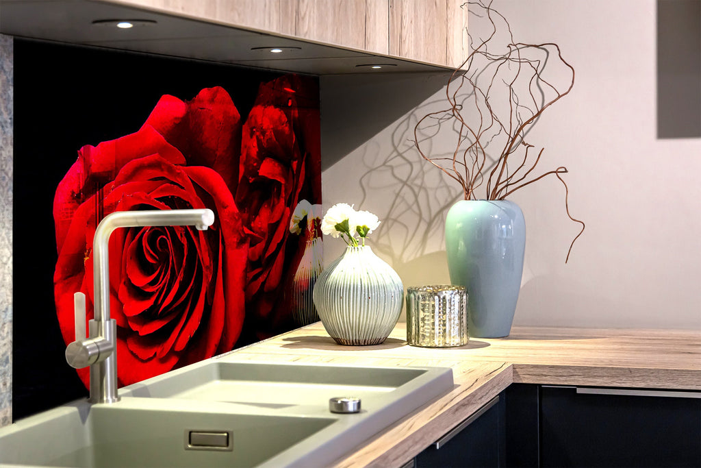 Botanical Floral Tempered Glass Backsplash-BacksplashArtworks