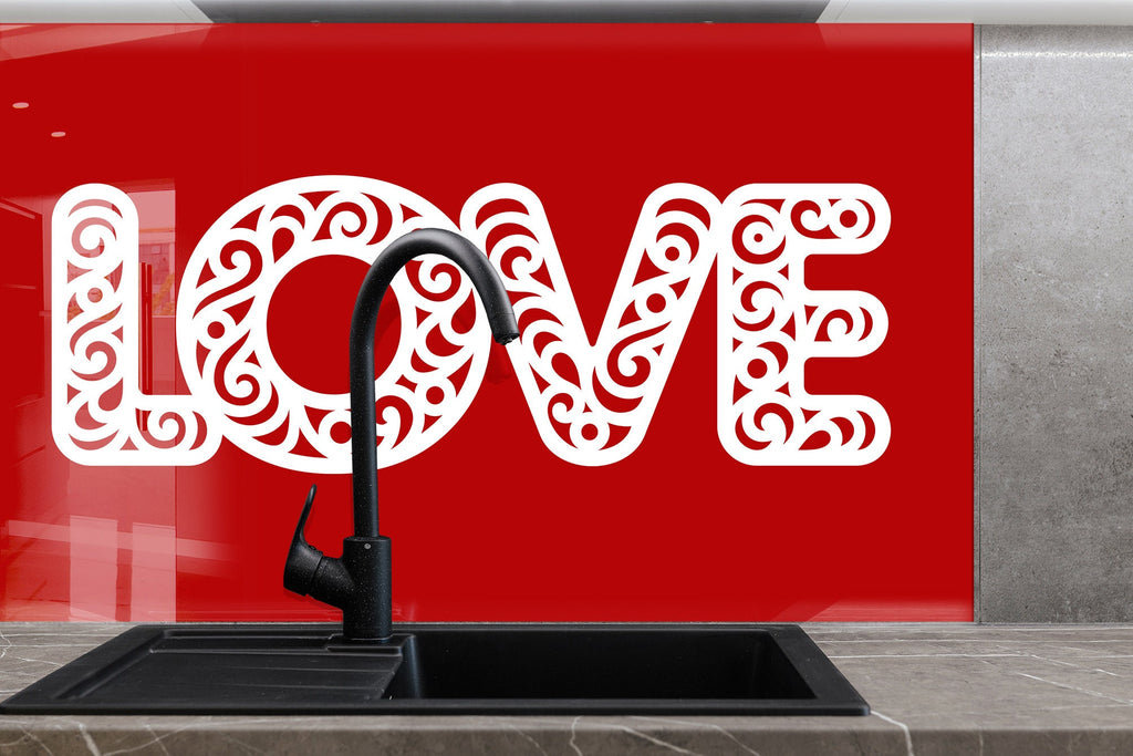 Love - Glass Kitchen Backsplash-BacksplashArtworks