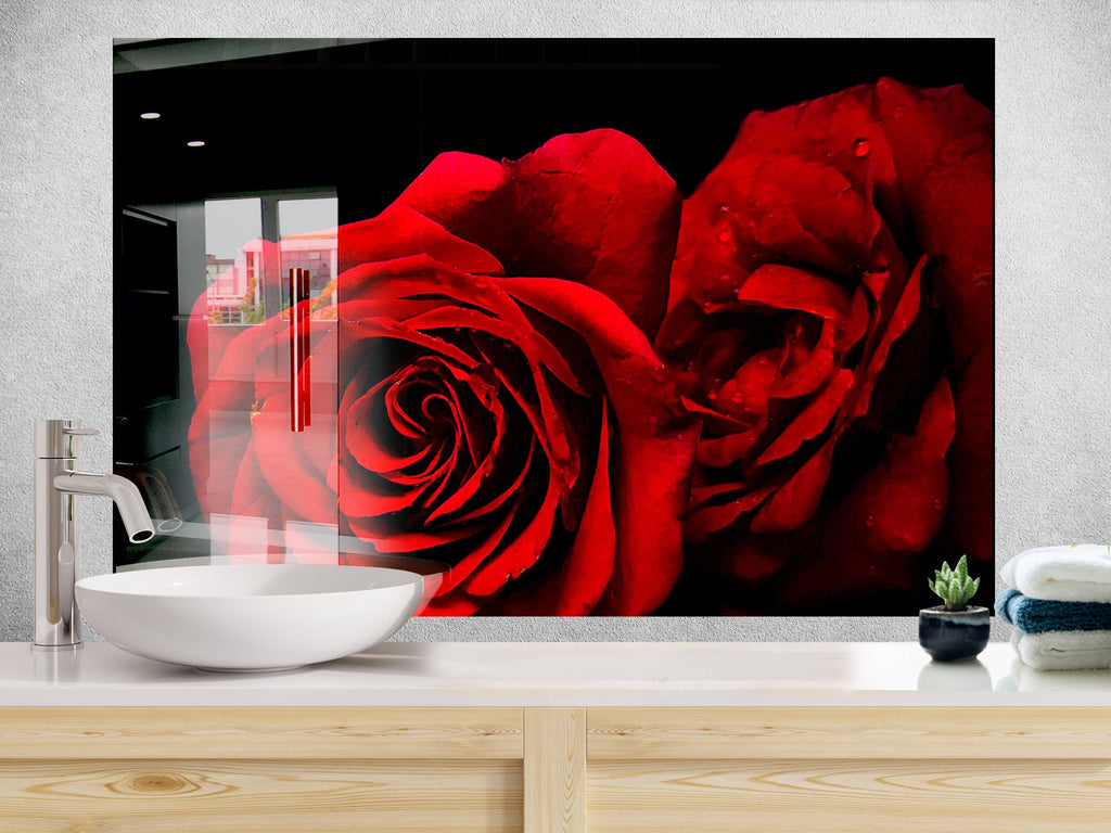 Botanical Floral Tempered Glass Backsplash-BacksplashArtworks