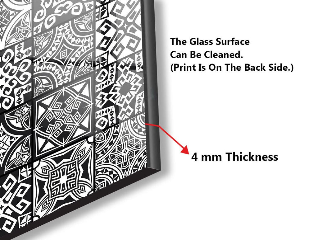Vibrant Black and White Moroccan Tile Mosaic Glass Kitchen Backsplash-BacksplashArtworks