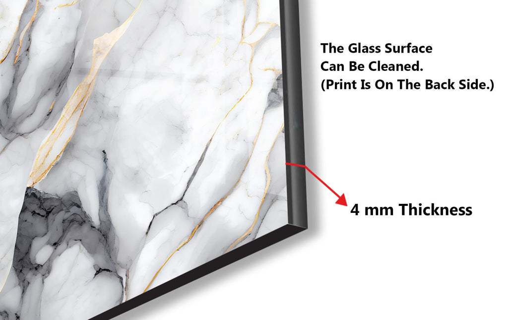 Classic Marble Elegance - Glass Kitchen Backsplash-BacksplashArtworks