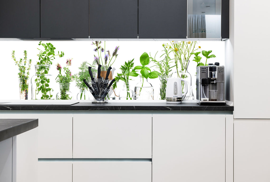 Botanical Floral Tempered Glass Backsplash-BacksplashArtworks