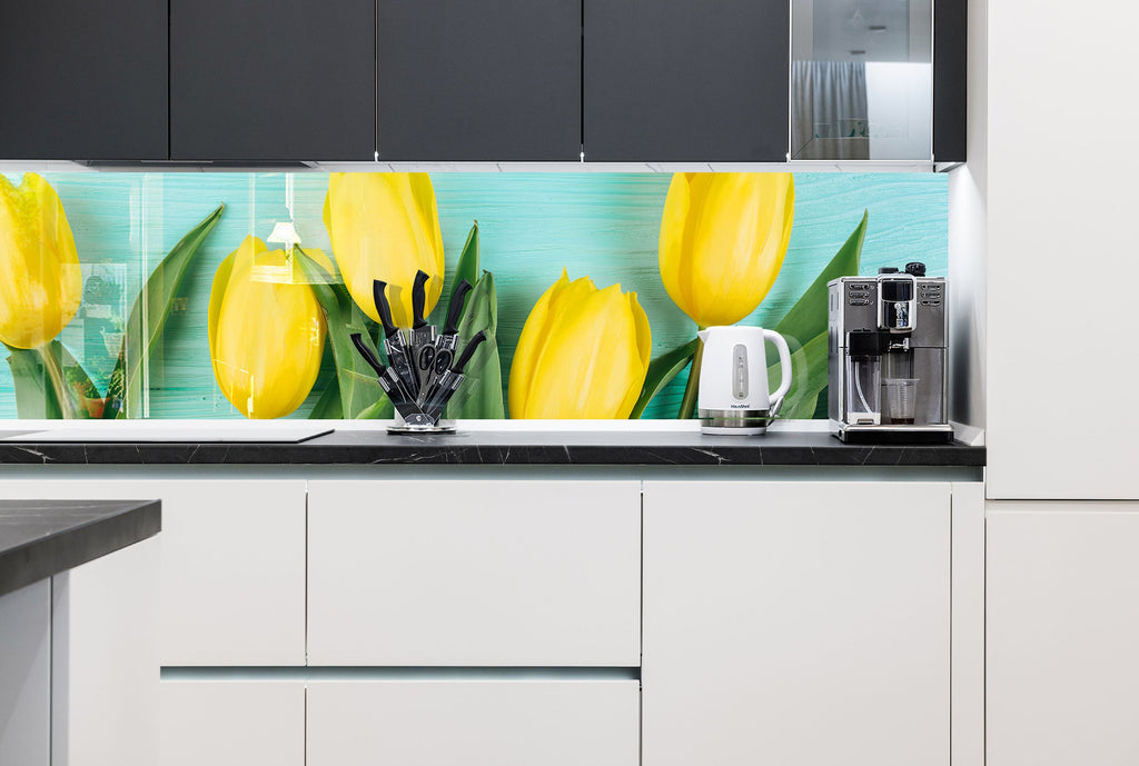 Botanical Floral Tempered Glass Backsplash-BacksplashArtworks