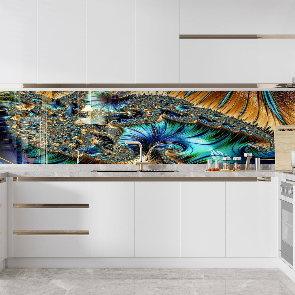 Abstract Tempered Glass Backsplash-BacksplashArtworks
