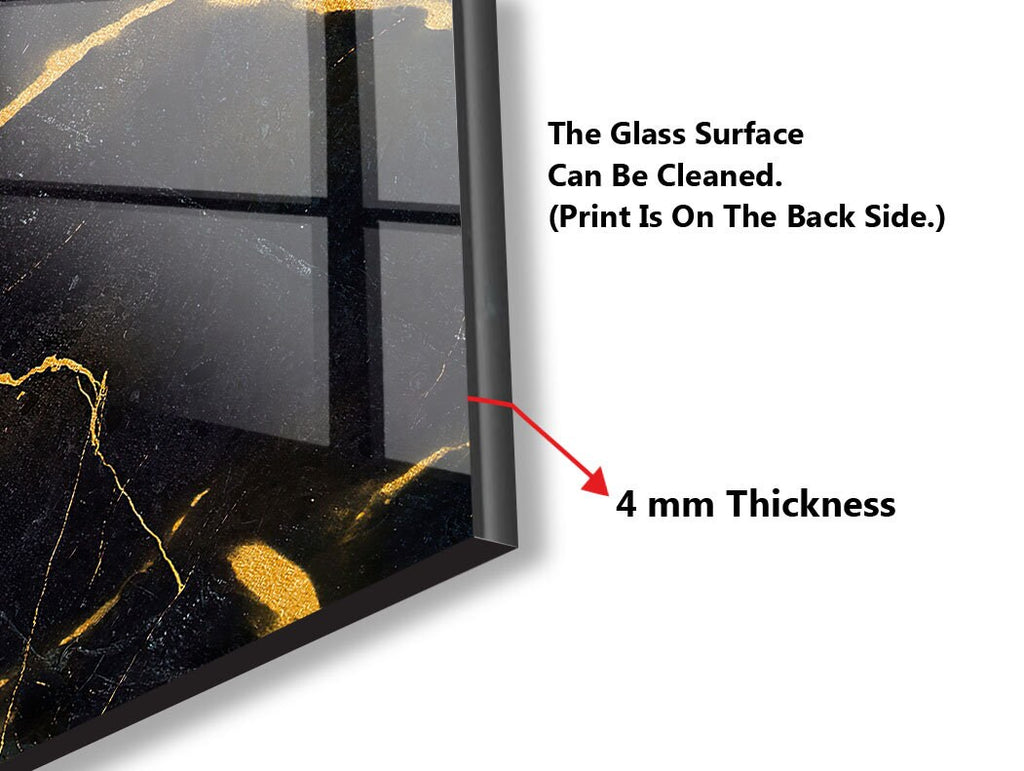 Golden Veins on Black Marble - Glass Bathroom Backsplash-BacksplashArtworks