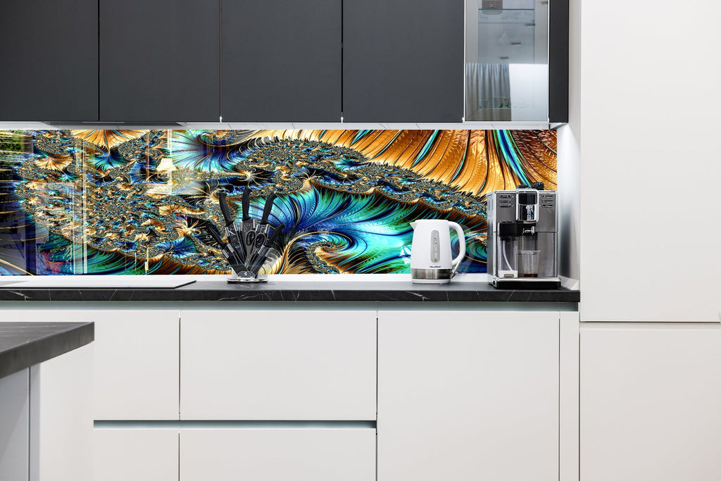 Abstract Tempered Glass Backsplash-BacksplashArtworks