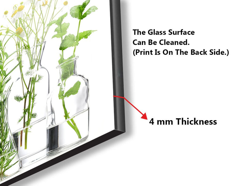Botanical Floral Tempered Glass Backsplash-BacksplashArtworks