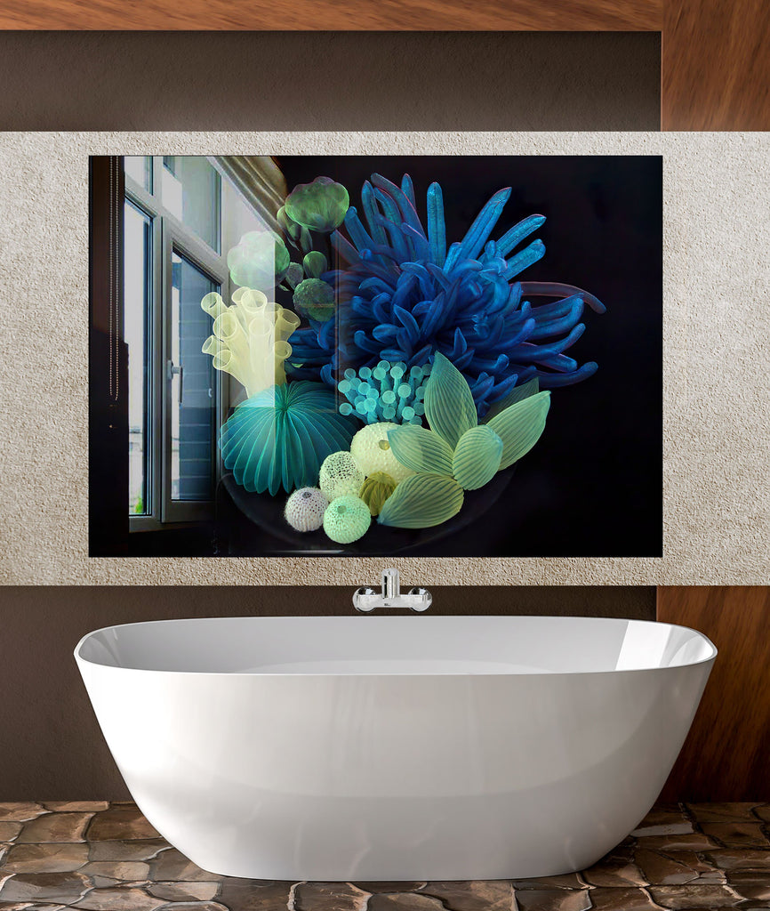 Botanical Floral Tempered Glass Backsplash-BacksplashArtworks