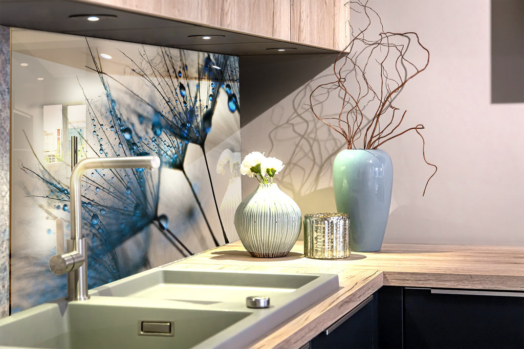 Botanical Floral Tempered Glass Backsplash-BacksplashArtworks
