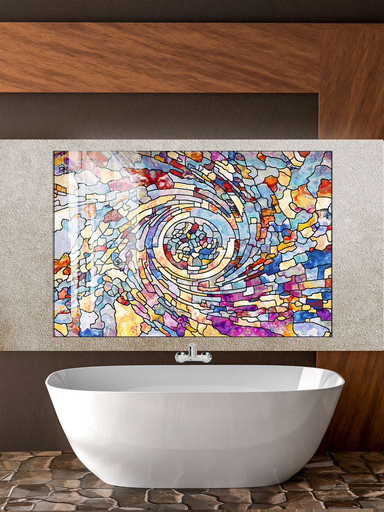 Celestial Swirl Stained Wall Art - Glass Kitchen Backsplash-BacksplashArtworks