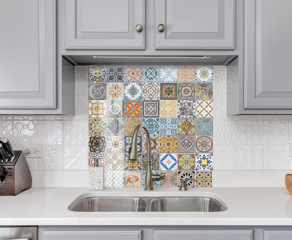 Vibrant Mosaic Glass Kitchen Backsplash – Colorful Tile Design-BacksplashArtworks