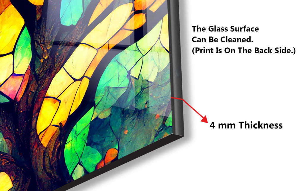 Vibrant Tree of Life Stained Wall Art - Glass Kitchen Backsplash-BacksplashArtworks