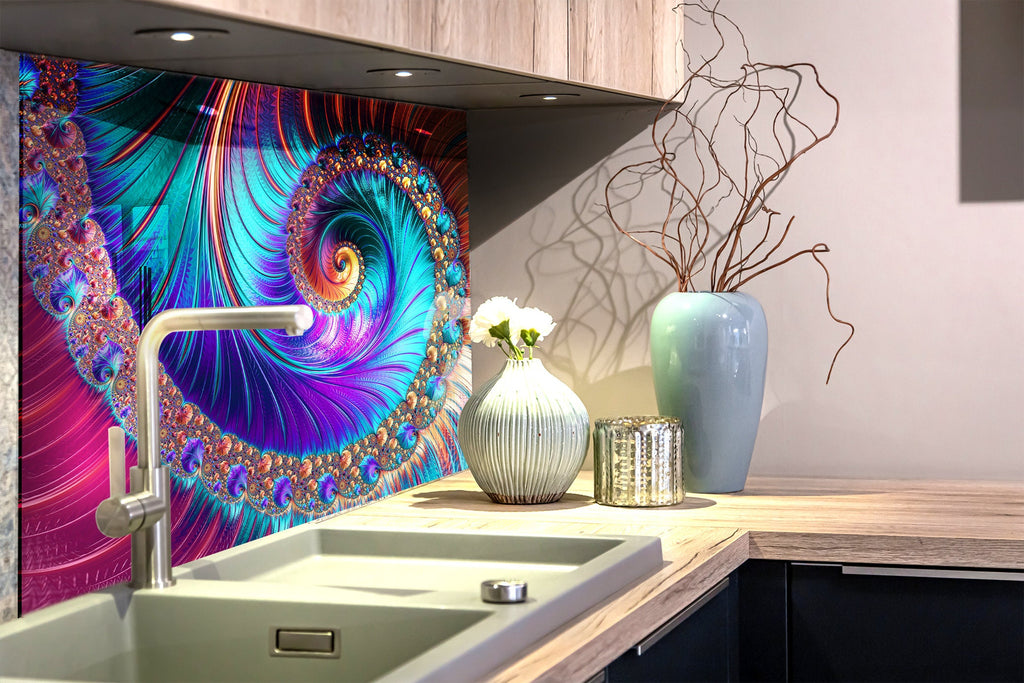 Abstract Tempered Glass Backsplash-BacksplashArtworks