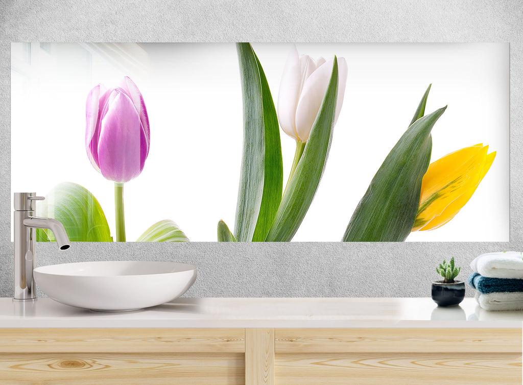 Botanical Floral Tempered Glass Backsplash-BacksplashArtworks