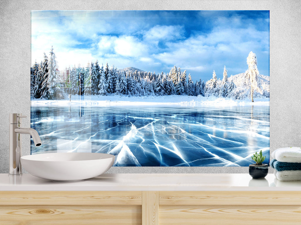 Frozen Serenity – Glass Kitchen Backsplash-BacksplashArtworks