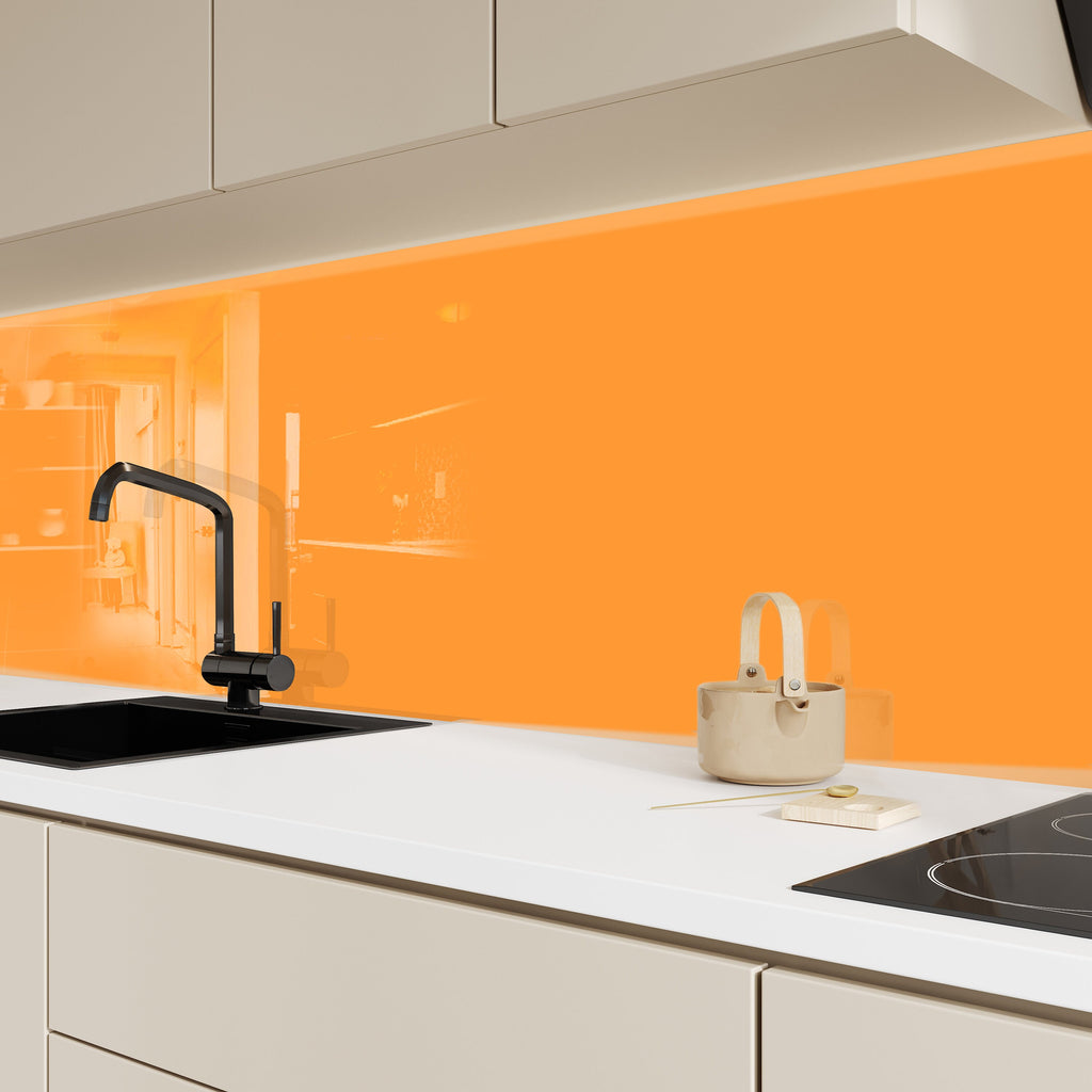 Light Orange - Tempered Glass Kitchen Backsplash-BacksplashArtworks