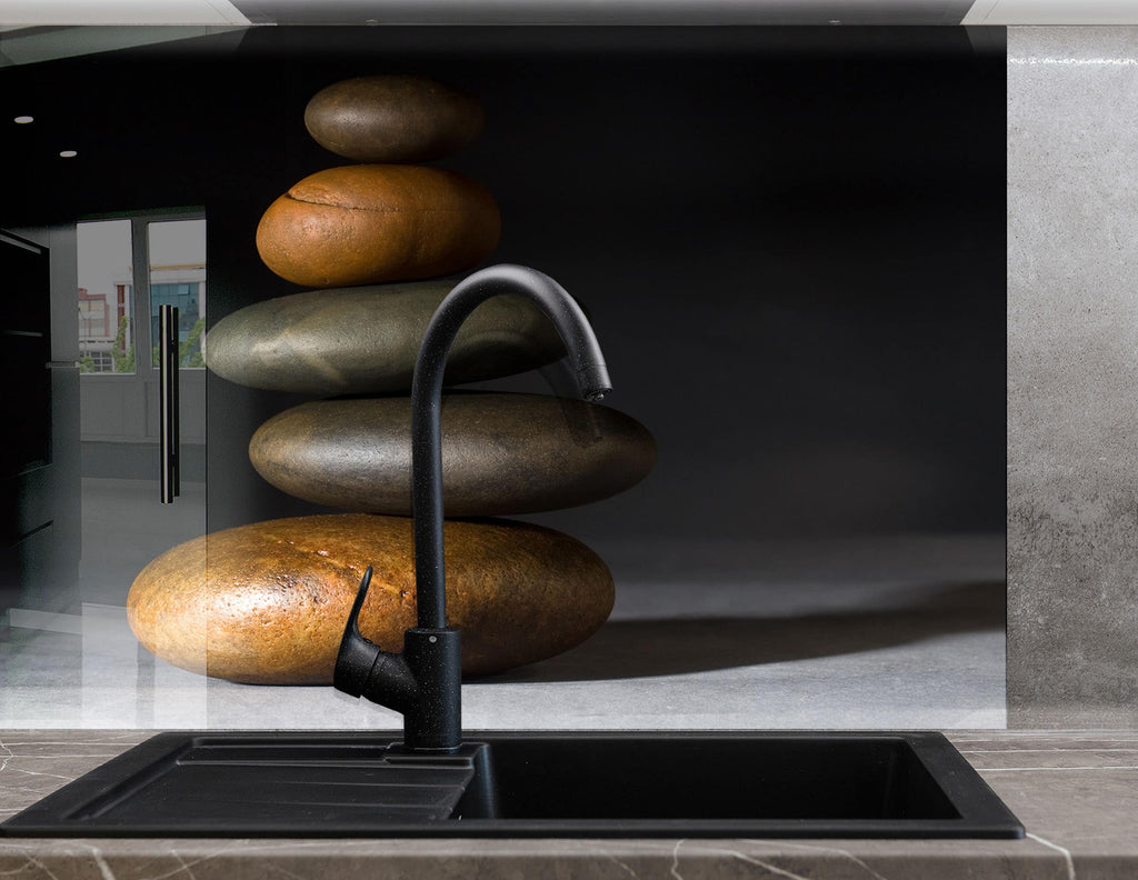 Zen Spa Stones Tempered Glass Backsplash-BacksplashArtworks