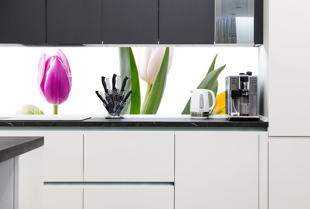 Botanical Floral Tempered Glass Backsplash-BacksplashArtworks