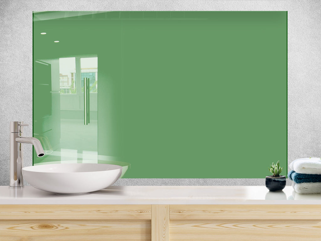 Army Green - Tempered Glass Kitchen Backsplash-BacksplashArtworks