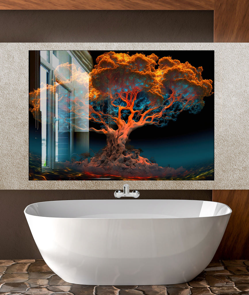 Botanical Floral Tempered Glass Backsplash-BacksplashArtworks