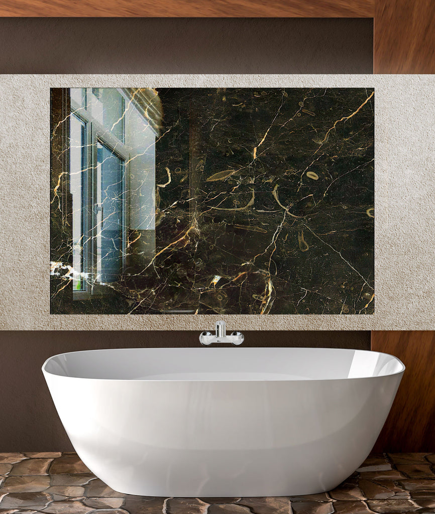 Midnight Green Marble - Glass Kitchen Backsplash-BacksplashArtworks