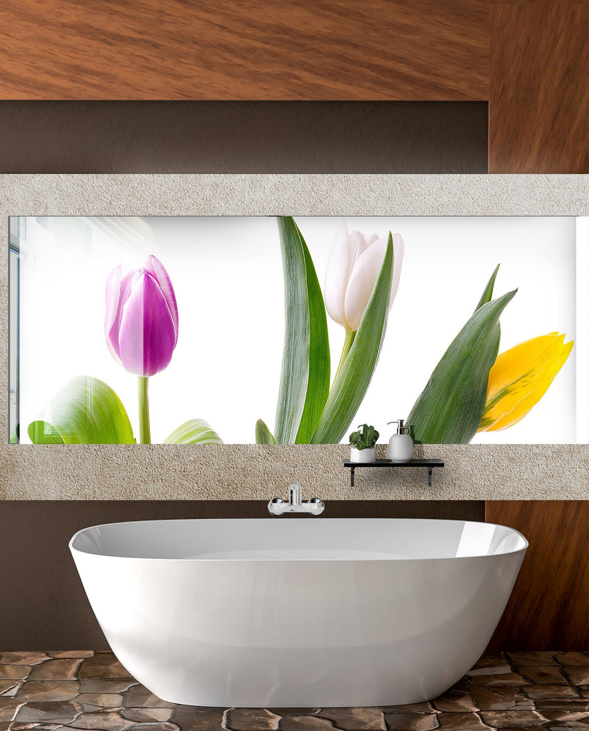 Botanical Floral Tempered Glass Backsplash-BacksplashArtworks