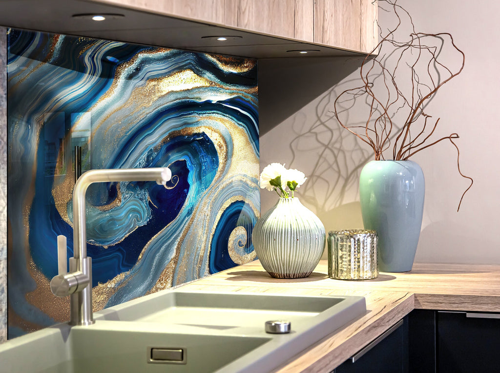 Abstract Tempered Glass Backsplash-BacksplashArtworks