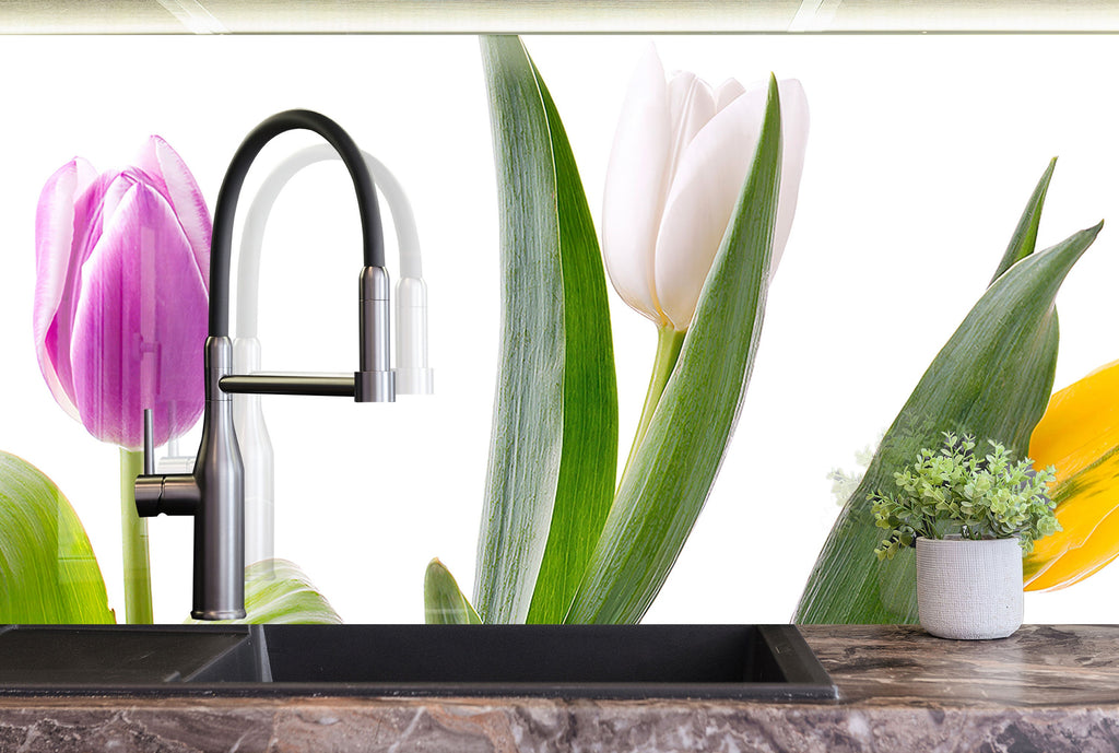 Botanical Floral Tempered Glass Backsplash-BacksplashArtworks