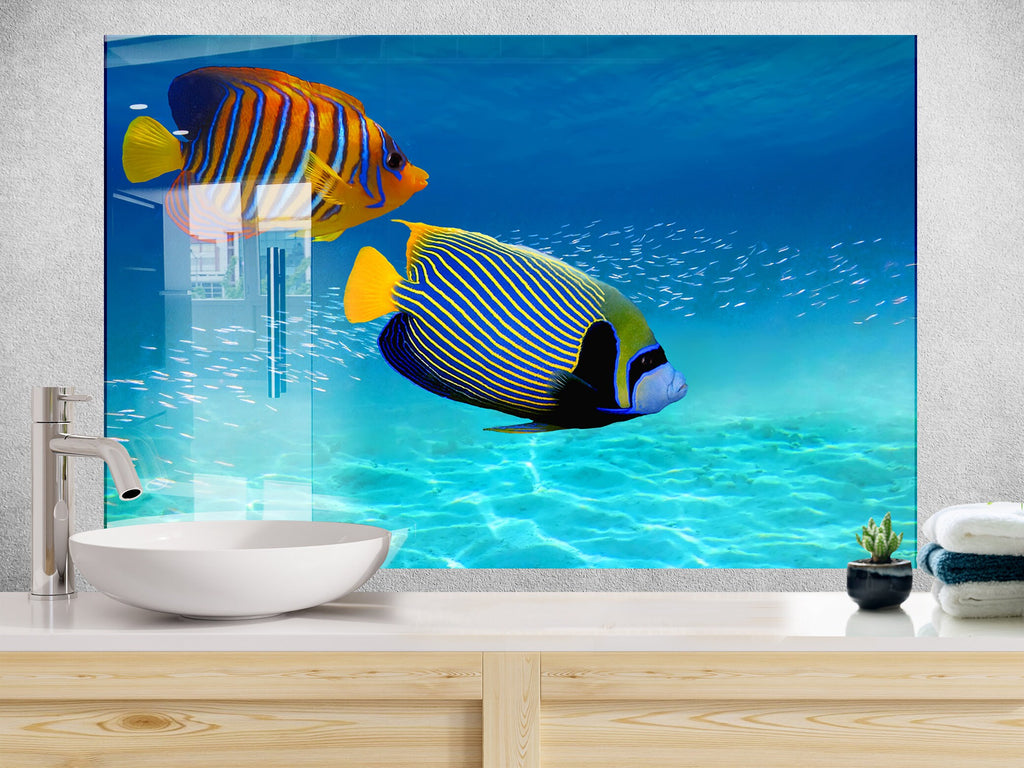 Vibrant Ocean Glass Kitchen Backsplash – Colorful Tropical Fish Design-BacksplashArtworks