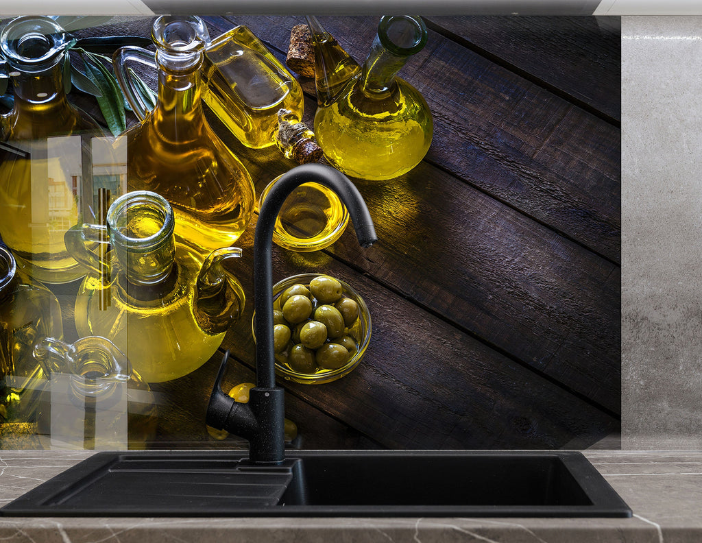 Olive Oil Glass Kitchen Backsplash – Fresh Olive Design-BacksplashArtworks
