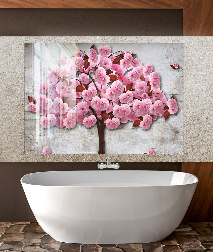 Botanical Floral Tempered Glass Backsplash-BacksplashArtworks
