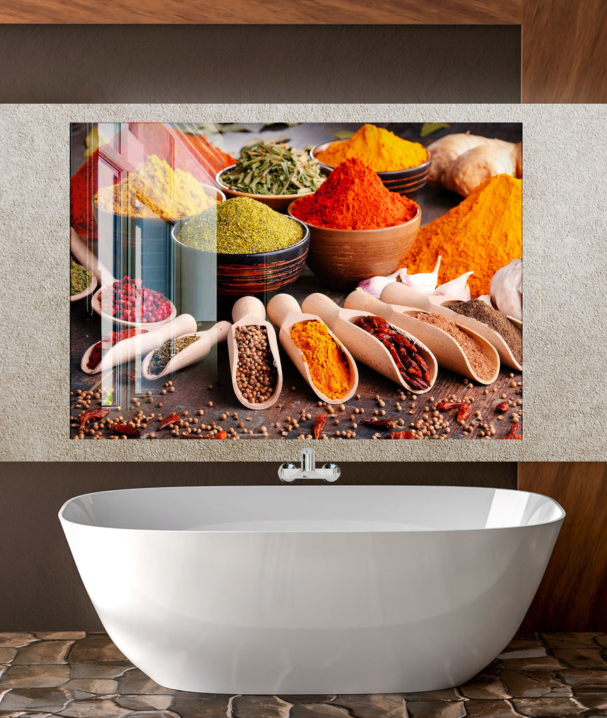 Vibrant Spice Market - Glass Kitchen Backsplash-BacksplashArtworks