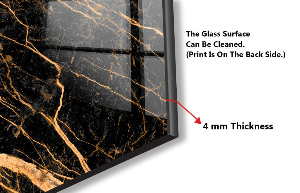 Black Marble with Gold Veins - Glass Kitchen Backsplash-BacksplashArtworks